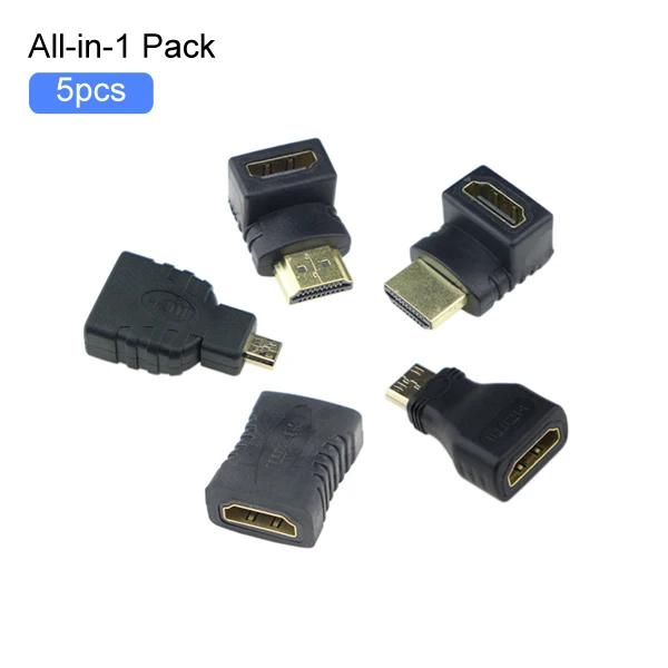 HDMI конвертер мини HDMI микро hdmi-кабель, адаптер 90/270 градусов угол M/F HDMI к HDMI F/F мини микро к HDMI мужчин и женщин - Цвет: 5pcs All-In-One