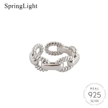 

Springlight Simple Twist Chain Chain Connect Opening Ring Real 925 Sterling Silver Handmade Fine Jewelry Rings for Women