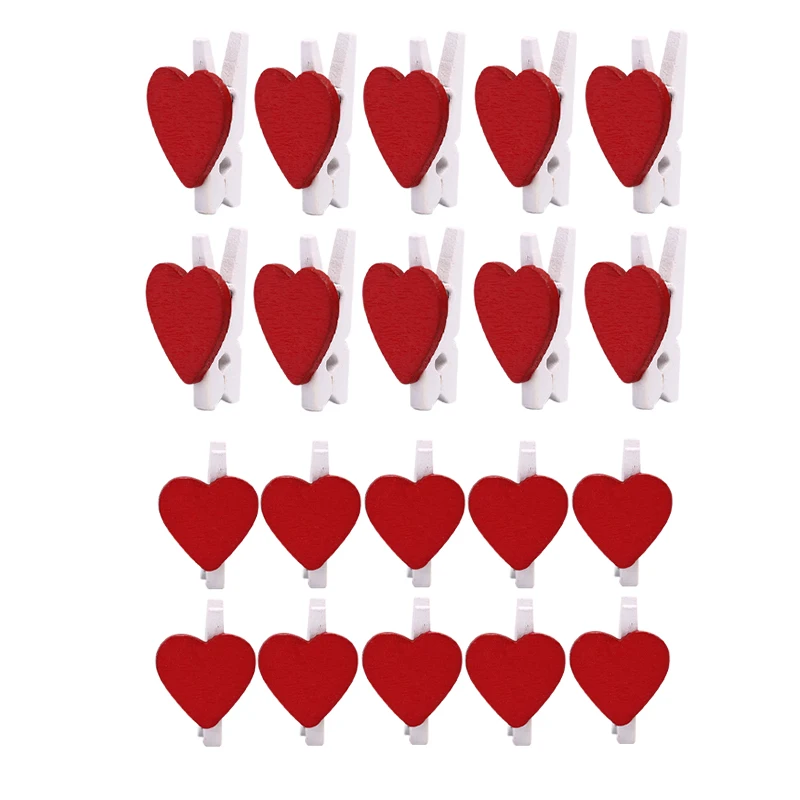 20 шт. деревянные Мини-зажимы в форме сердца для одежды фото бумага Peg булавки прищепки открытки зажимы вечерние свадебные украшения