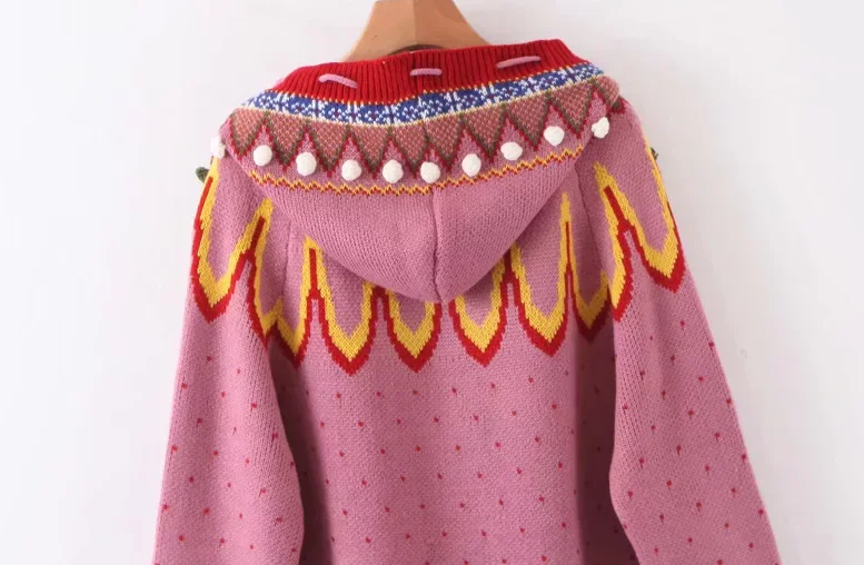 Винтажный женский свитер, вязаный кардиган, зима, Рождественский свитер, корейский стиль, женский розовый свитер, уличная одежда