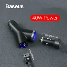 Автомобильное зарядное устройство Baseus 40 Вт для универсального мобильного телефона, двойной usb-разъем для автомобильного прикуривателя для планшета, gps, 3 устройства, автомобильное зарядное устройство для телефона