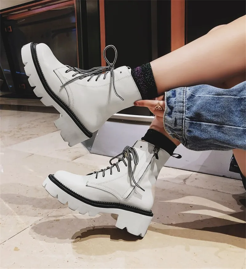 Tanie Prova Perfetto damskie damskie buty do kostki płaskie buty zimowe prawdziwej skóry wiązane buty Punk Plus jazdy Botines Mujer 2019