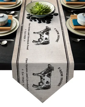

Farm Charcoal Brown Cattle Grain Table Runner Table Flag Home Party Decorative Tablecloth Table Runners