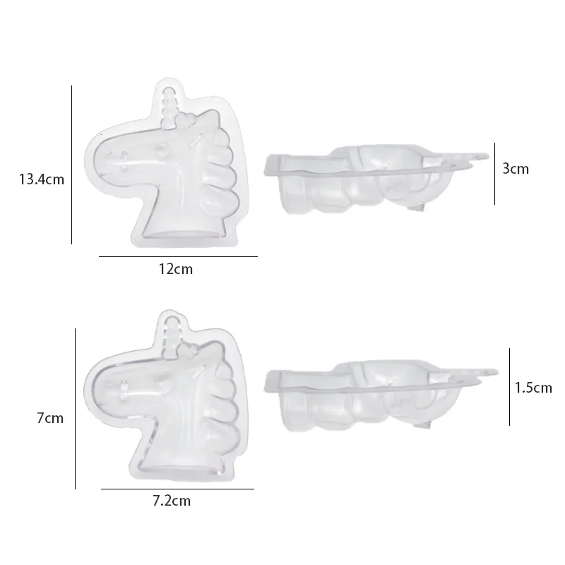3D форма единорога Пластиковая форма шоколада украшение торта конфеты Кондитерские инструменты Поликарбонат форма шоколада для выпечки