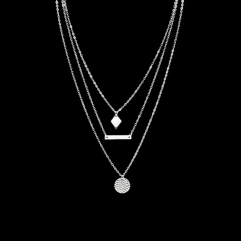 Уличное Трендовое многослойное ожерелье с круговыми блестками золотого и серебряного цвета, ожерелье с подвеской на цепочке для женщин, модное ювелирное изделие на шею XL328
