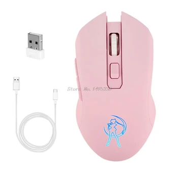 

Pink Silent LED Optical Game Mice 1600DPI 2.4G USB Wireless Mouse for PC Laptop