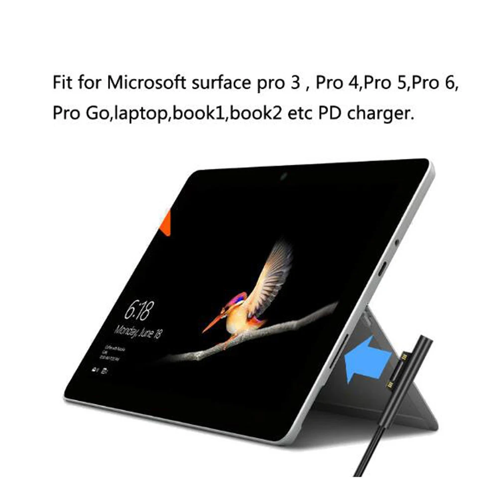 Usb type-C для подключения к поверхности зарядный кабель шнур для Surface Pro 5 6 Go Book1 Book2 ноутбука 15 в USB PD зарядка