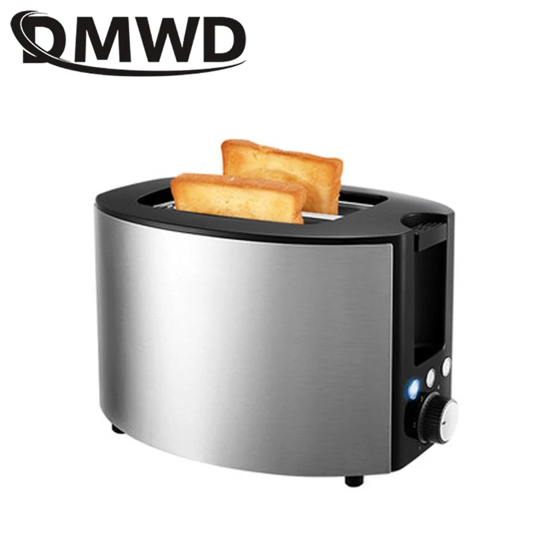 DMWD Stainless Steel Electric Toaster 2 Slices Slot Automatic Breakfast Bread Maker Sandwich