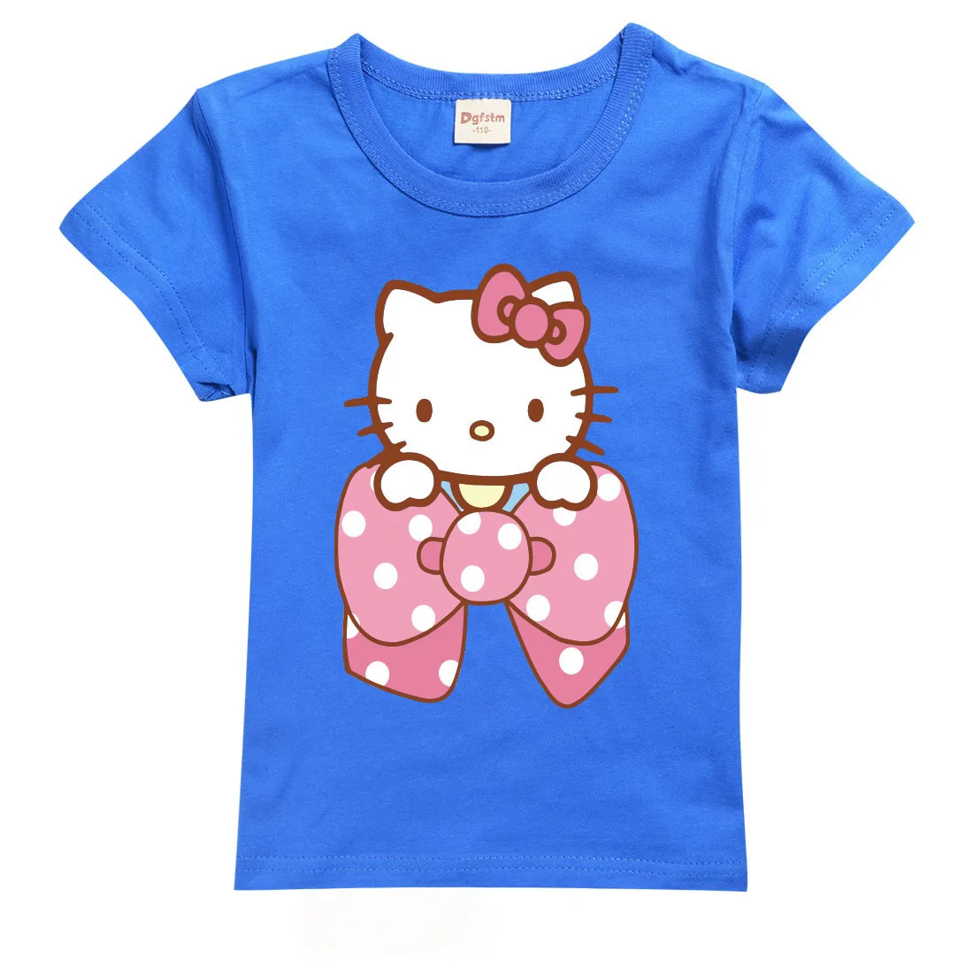 thumbnail image 1 of Hello Kitty moda para chicas de algodón a rayas de manga corta Camiseta niños verano Casual dibujos animados impreso Tops ropa para niños, 1 of 5