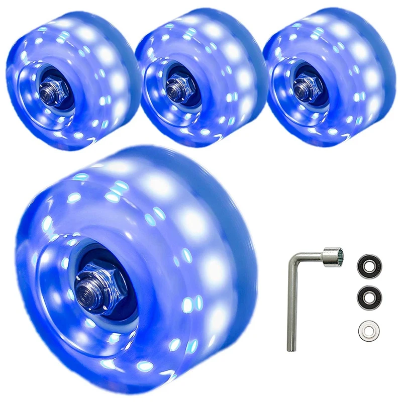 4x/8x LED Roller Skates Wheels with Bearing Skateboard Light up Wheels 32mmx58mm 