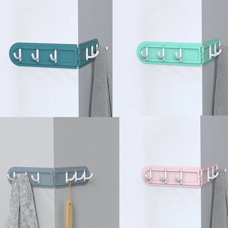 

1pcs Creative Punch-free Corner Hanger Coat Hook Behind Door Folding 6 Hooks Kitchen Bathroom Accessories