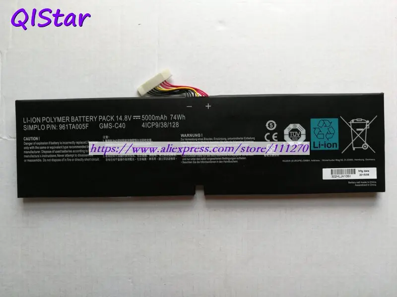 QISTAR 14,8 V 5000mAh подлинный GMS-C40 961TA005F Аккумулятор для ноутбука Razer blade Pro 17, RZ09-00991102 RZ09-01171E11