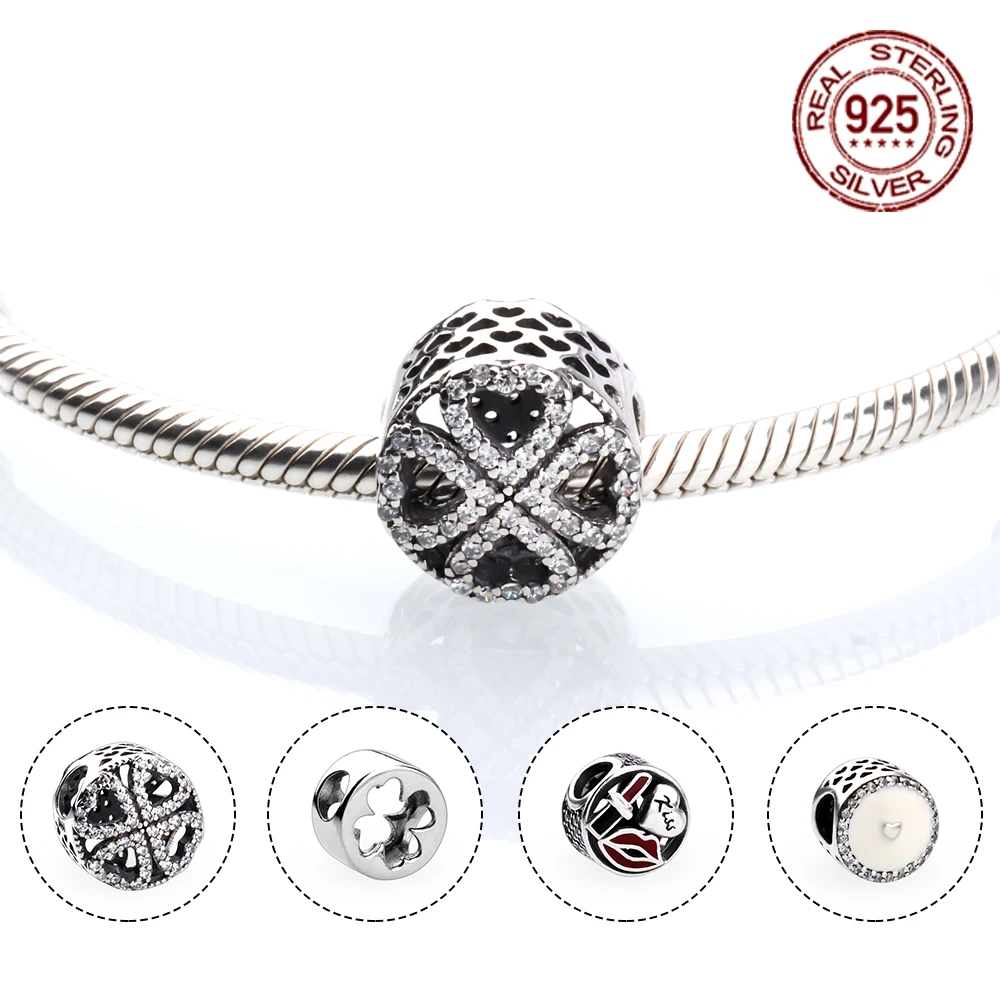 

925 Sterling Silver Love Bead Heart Bead Charm Fit Original Charms Bracelet Necklace Women DIY Jewelry