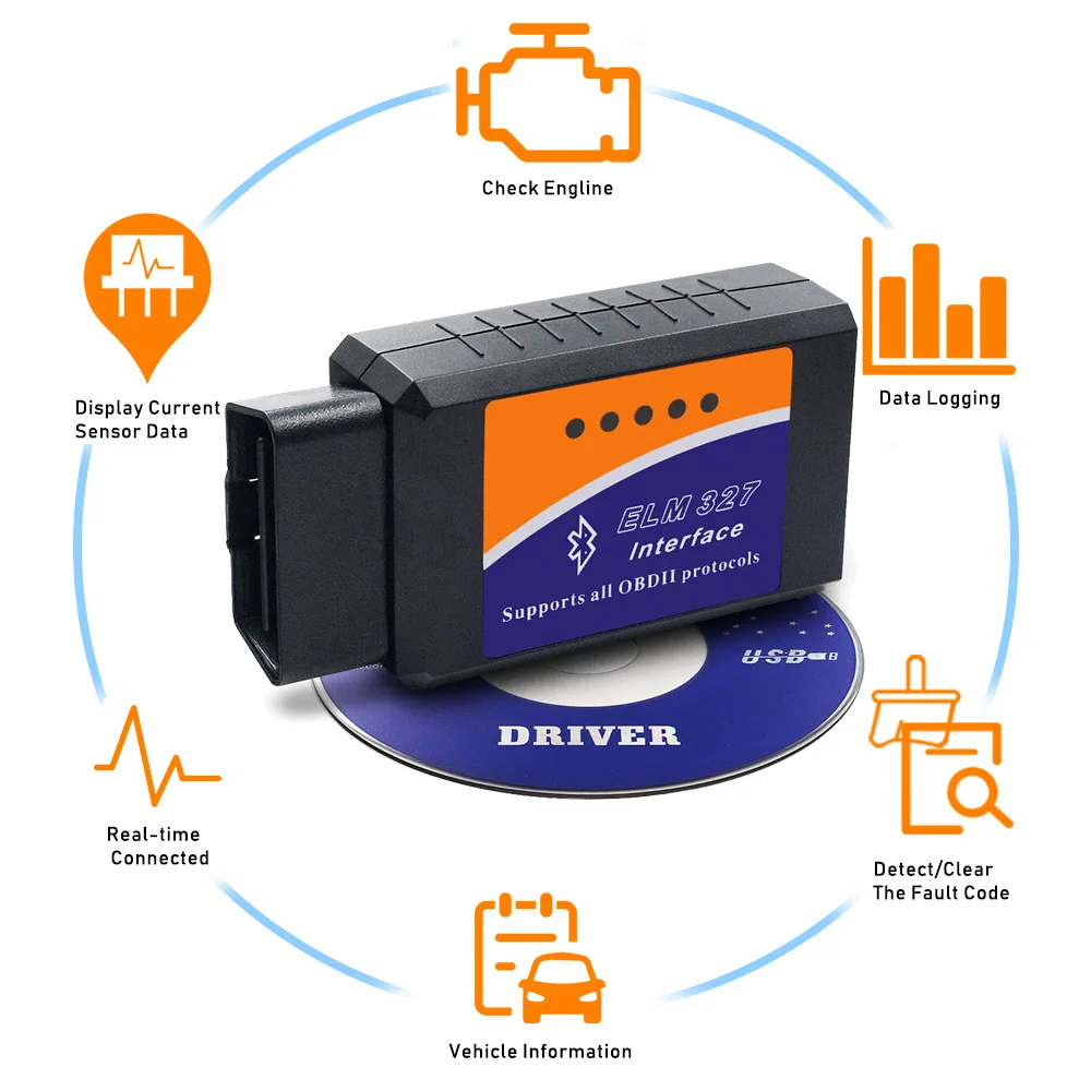 Автомобильный диагностический сканер ELM327 Bluetooth OBD2 V2.1 Android PC для Volkswagen Lada Infiniti Volvo