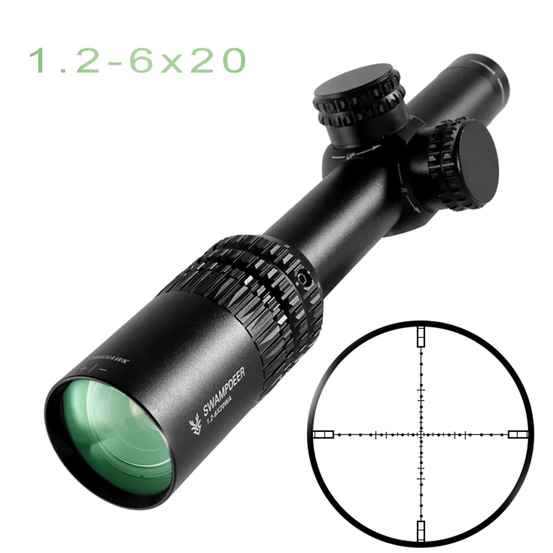 1.2-6X20 Hunting Optic Cross Sight Illuminated Riflescope Rifle Scope Sniper Airsoft Air Guns For | Спорт и развлечения