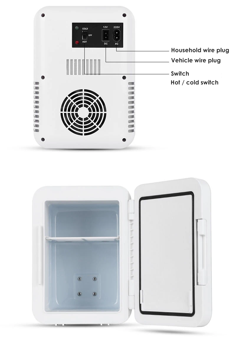 5L Mini Fridge Portable Storage Refrigerator With Led Light Mirror Cooler Home Car Use