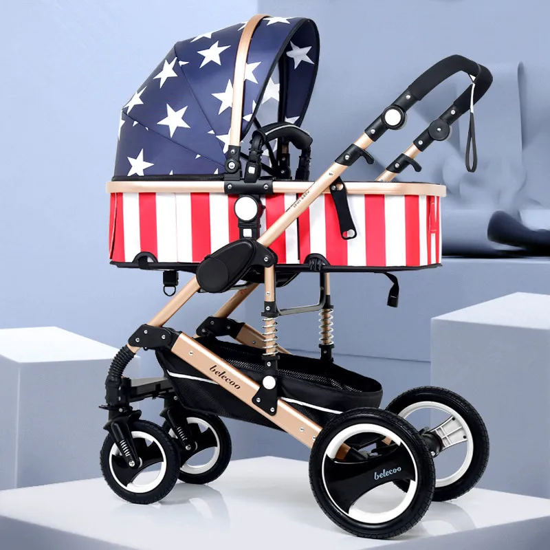 

Luxury Lightweight Stroller High Landscape Baby Stroller 3 in 1 Portable Reversible Stroller 3 in 1 Travel Pram Baby Pushchair