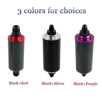 

Universal Black+Red/Silver/Purple 100 Micron AN6 AN8 AN10 Aluminum High Flow Fuel Inline Petrol Filter