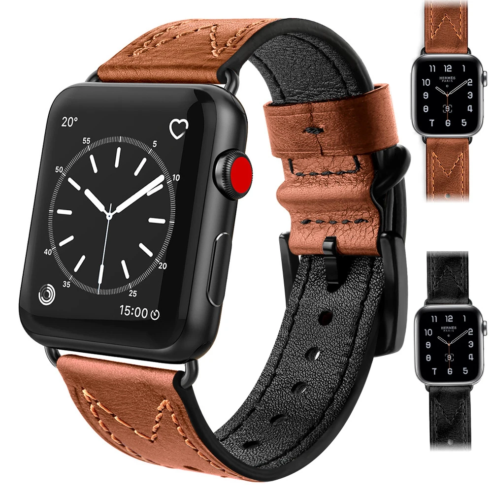 Часы с ремешком из натуральной кожи ремешок для наручных часов Apple Watch Series 5/4/3/2 42