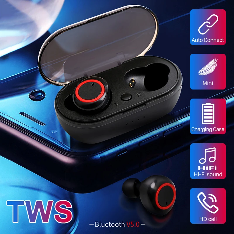 A2 TWS Bluetooth Earphones Wireless Headphones HiFi Stereo 5.0 Headset Hifi Game Sport Earphone with Charging Box | Электроника