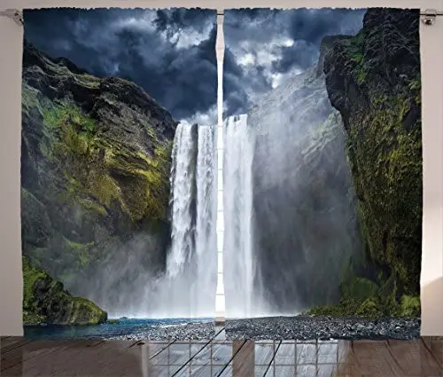 

Living Room Luxury Curtain Waterfall and Big Cliff Natural Forces Living Room Decoration Double Bedroom Blackout Curtains