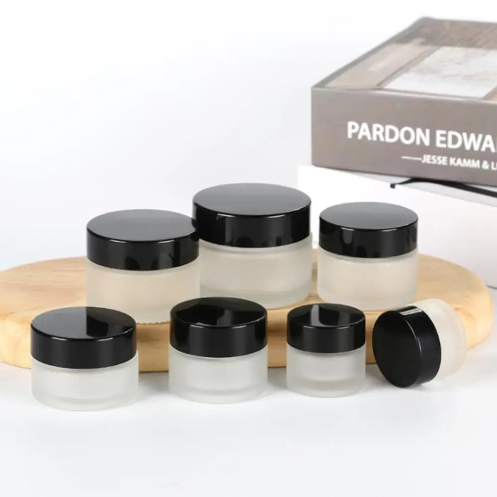 Frosted Glass Refillable Ointment Bottles Empty Cosmetic Jar Pot Eye Shadow Face Cream Container 5/10/15/20/30/50/100g-2