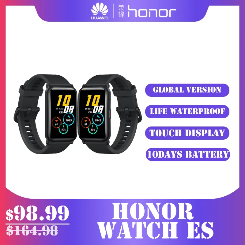 

Honor Watch ES Global Version Multi-language 1.64'' AMOLED Touch Display Heart Rate Monitoring Blood Oxygen 5ATM New SmartWatch