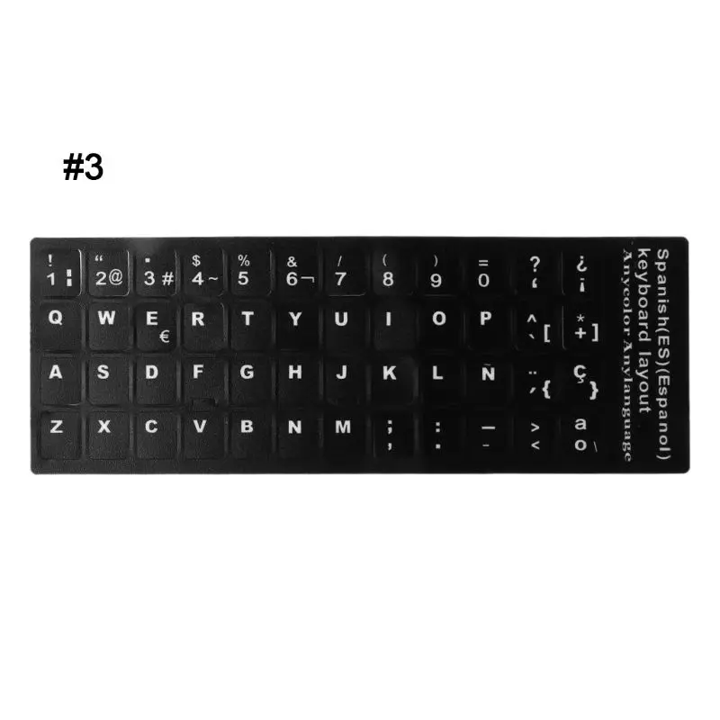 Durable Russian/French/Spanish/Japanese/German/Arabic/Korean/Italian Keyboard Language Sticker Black Background with White for-4