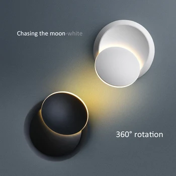 

CETANT LED Wall Lamp 360 degree rotate linght Aside Corridor Living Room Bedside Wall Light white Black modern aisle round lamp
