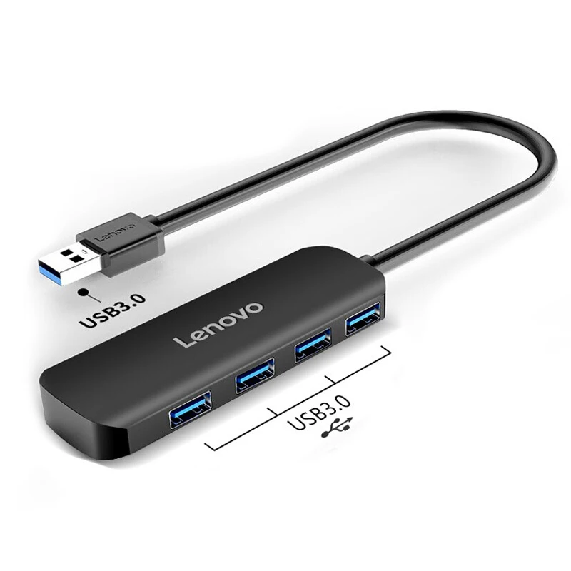 Lenovo-adaptador HUB USB 2,0 3,0, divisor de 4 puertos para PC, portátil, Notebook, PC, Macbook, accesorios, expansor de periféricos 1