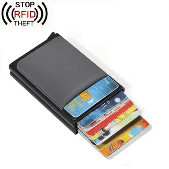 

Women men Double aluminum box Rfid Wallet pop up Credit Card Holders Metal Case Large capacity 12-16 cards Travel ID Cardholder
