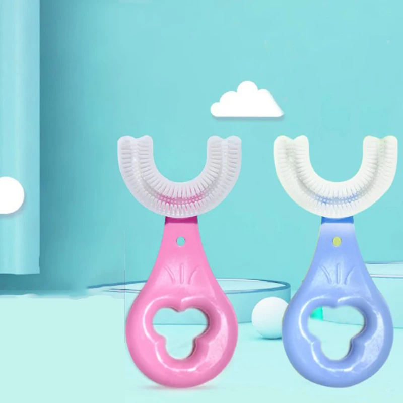 Kids Toothbrush U Shape Infant Toothbrush with Handle Silicone Oral