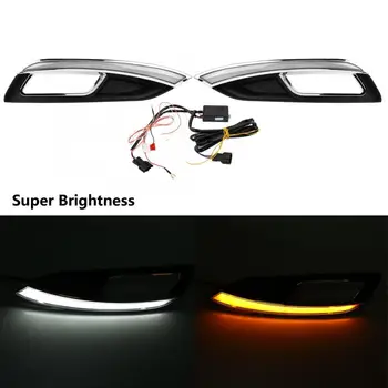 

1Pair 2-Color Car Daytime Running Turn Signal Light DRL LED Fog Lamp Cover for KIA K3 2012 2013 2014 2015 Car Styling