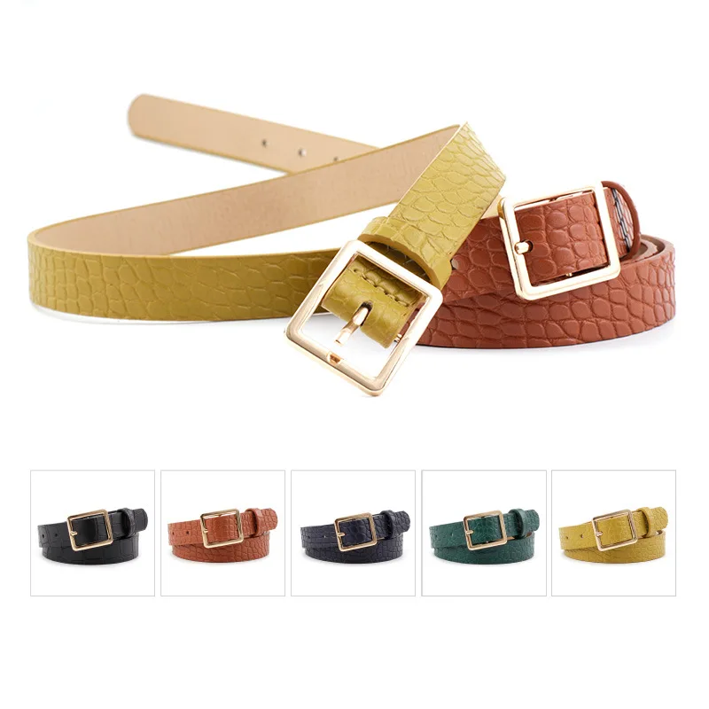 

WoMens Fashion Waist Belts Faux Crocodile Pattern Belts With Split Leather Luxury Crocodile Belt WOMen Designer Accessories Belt