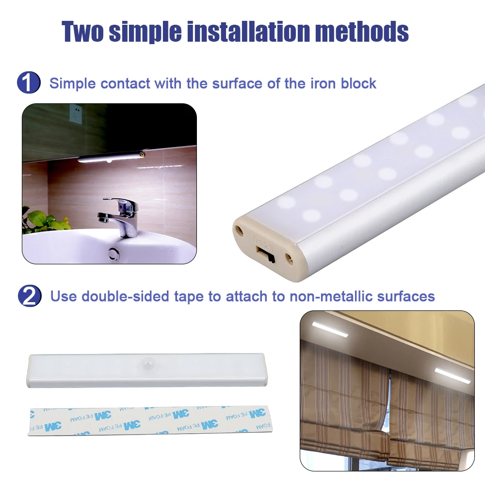  LED Cabinet Light USB Closets Lights 24 LEDs for Wardrobe Cupboard Kitchen Led Night Light Wireless - 4000265868964