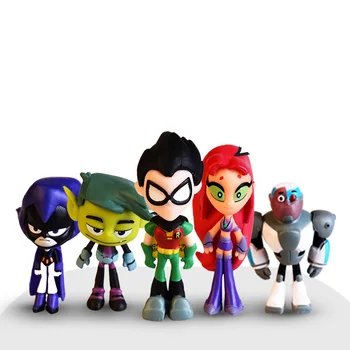 

6PCS/Set Teens Titans Go Action Figure Robin Raven Beast Boy Starfire Mini Figurine Toys PVC Model Kids Birthday Toy