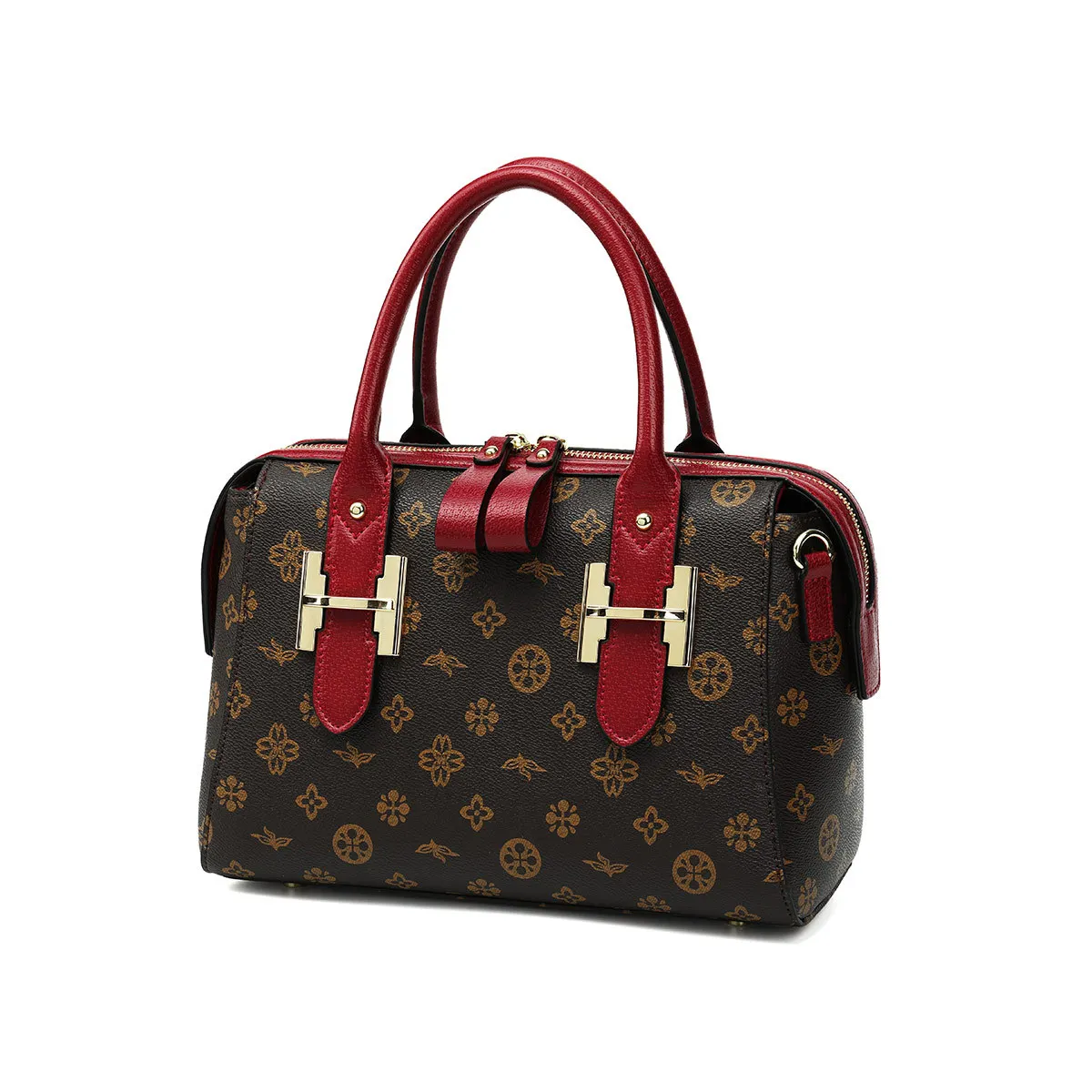 

[Coffee Printed] Shoulder WOMEN'S Bag 2019 New Style Fashion Large Capacity Handbag Contrast Color Single-shoulder Bag for Women