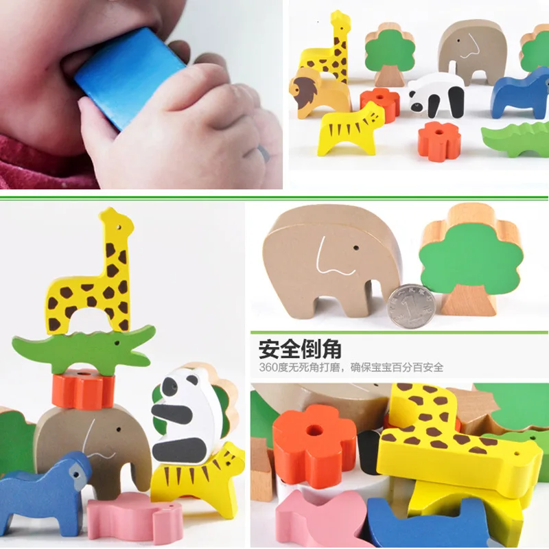 

Wooden Forest Animal Seesaw Building Blocks Jenga Baby Practice Balance Beam Building Blocks Educational Toy