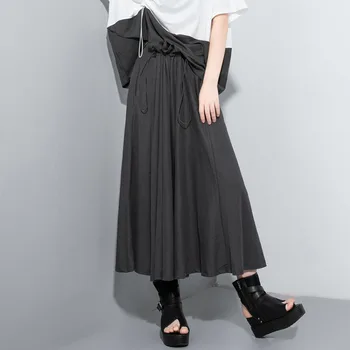 

A Word Harajuku Elastic Waist Skirts With Zipper 2020 Summer Clothes Solid Color Pleated Skirt Fashionable Women Streetwear