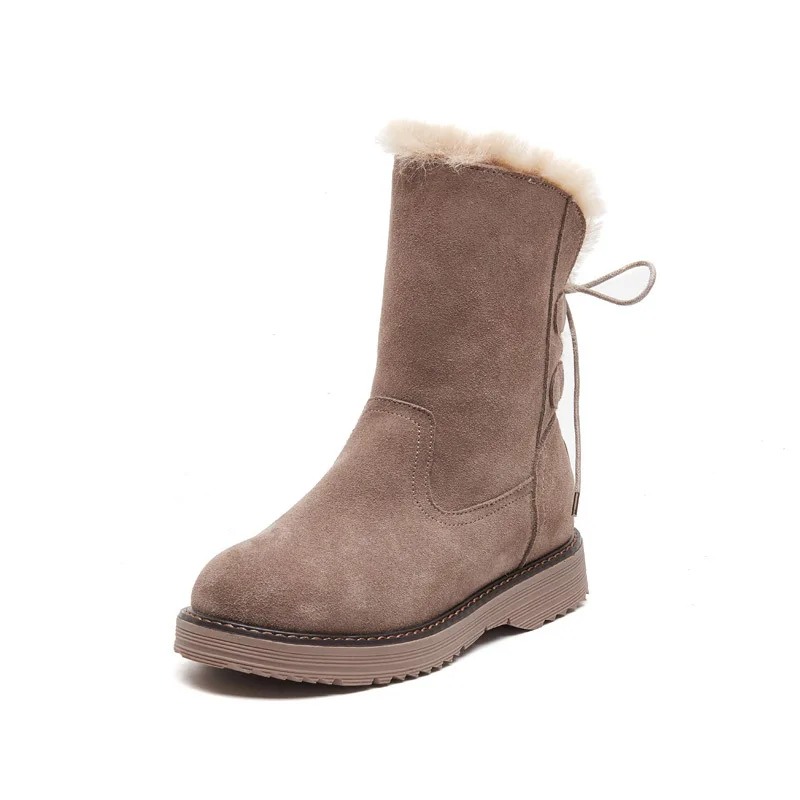 Зимняя обувь из натуральной кожи; женские зимние ботинки; Теплая обувь; женские ботильоны на холодную зиму; Chaussure bottes femme; D405 - Цвет: Camel2