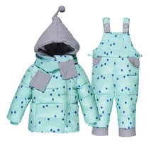 Комплект одежды для маленьких мальчиков и девочек, зимний комбинезон, Детский пуховик, комбинезон зимний костюм для От 1 до 3 лет, пальто в горошек с капюшоном для малышей, комплект одежды