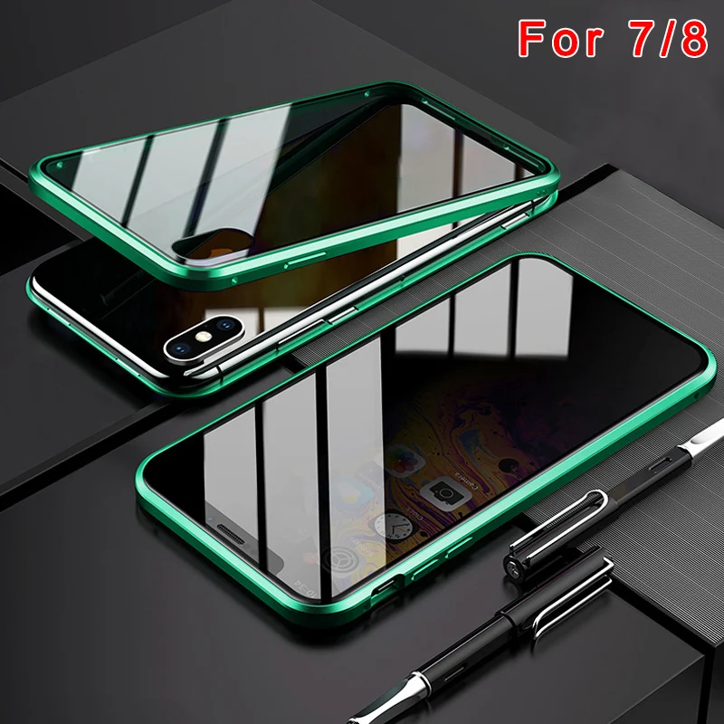 

Anti-peep Magnetic Phone Case Protective Case with Double Sides Tempered Glass Screen Protect Film