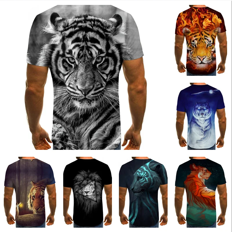 3d Printe Animal Tiger Lion Face Man S T Tshirt New Loose Lion Casual Majestic Summer Fashion Shirt Harajuku Oversized T Shirt T Shirts Aliexpress
