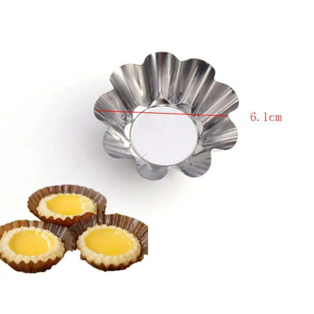 Details about   6X Baking Egg Tart Mold Stainless Steel Chrysanthemum-Shaped Reusable Molds Cups 