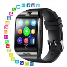 Bluetooth Смарт спортивные часы Q18 с камерой Facebook Whatsapp Twitter Синхронизация SMS Smartwatch поддержка sim-карты TF для IOS Android