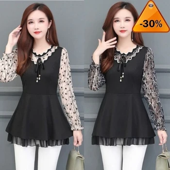 

clothing korean fashion 4XL Plus Size Women Fashion autumn long Sleeve loose Floral Long Shirt Female Casual Elegant tops