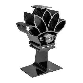 

Black 4-Blade Heat Powered Wood Stove Fan with Temperature Gauge Ultra Quiet Fireplace Wood Burning Fan for Efficient Heat Distr