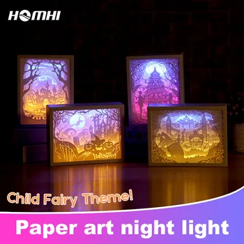 

Paper art deco maison abajur para quarto Fairy night light Halloween decoration chambre bebe mariage lamparita mesa noche homhi