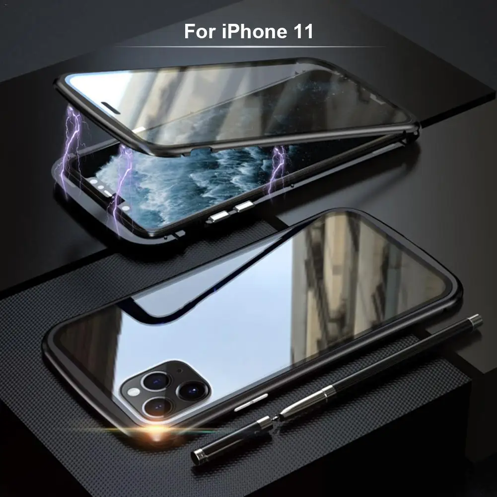 Чехол для телефона для iPhone 11 Pro Max, защитный чехол, закаленное стекло, чехол для iPhone 11 11Pro, Магнитный чехол, аксессуары