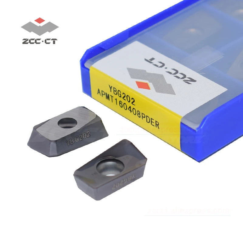 

10pcs ZCCCT carbide milling cutter APMT160408 PDER YBG202 APMT type ZCC insert APMT160408PDER for steel and stainless steel